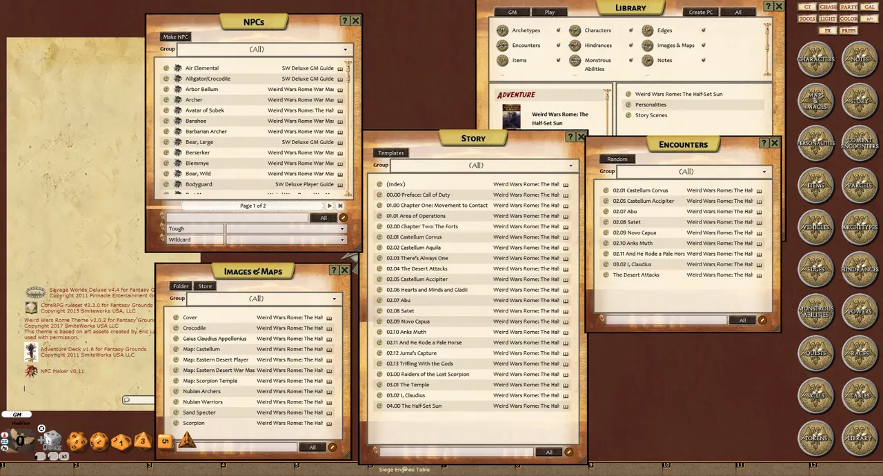 Fantasy Grounds - Weird Wars Rome: Half-Set Sun (Savage Worlds) Screenshot 3