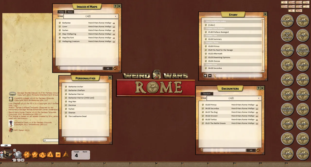 Fantasy Grounds - Weird Wars Rome: Wellspring (Savage Worlds) Screenshot 0