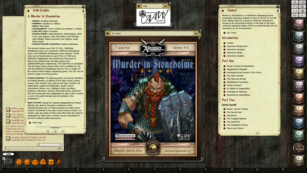 Fantasy Grounds - U02: Murder in Stoneholme (PFRPG) Screenshot 1