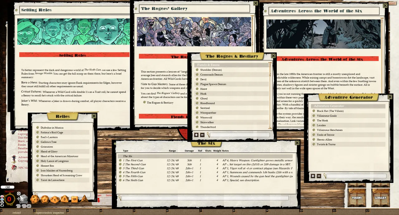Fantasy Grounds - The Sixth Gun Roleplaying Game (Savage Worlds) Screenshot 1