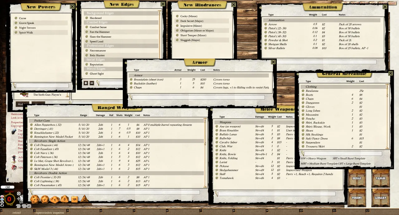 Fantasy Grounds - The Sixth Gun Roleplaying Game (Savage Worlds) Screenshot 0