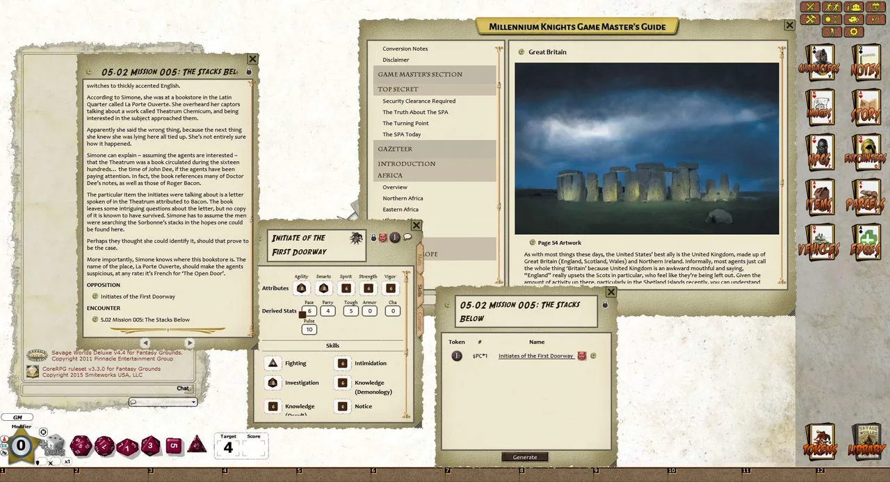 Fantasy Grounds - Millennium Knights (Savage Worlds) Screenshot 3