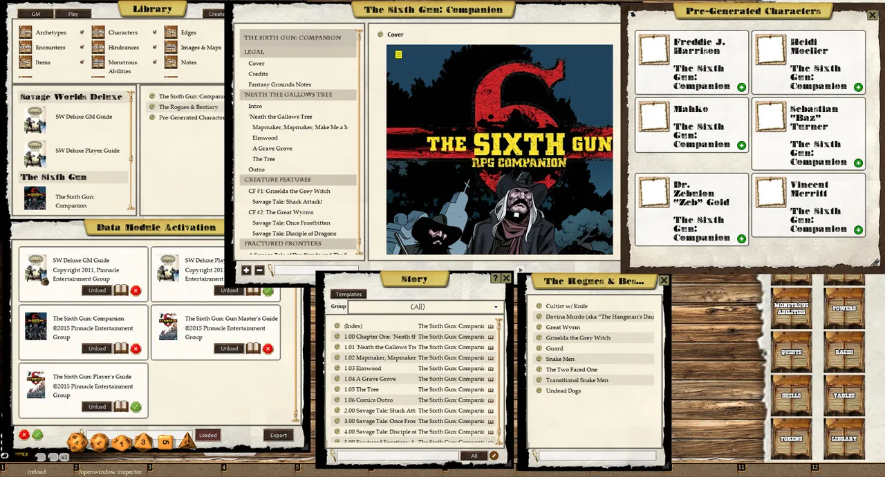 Fantasy Grounds - The Sixth Gun Companion (Savage Worlds) Screenshot 0