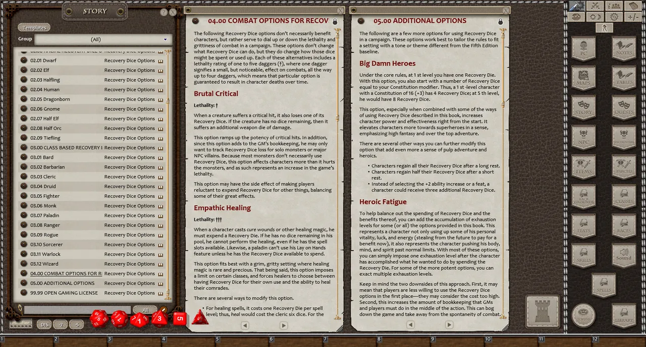 Fantasy Grounds - Fifth Edition Options: Recovery Dice Options (5E) Screenshot 2
