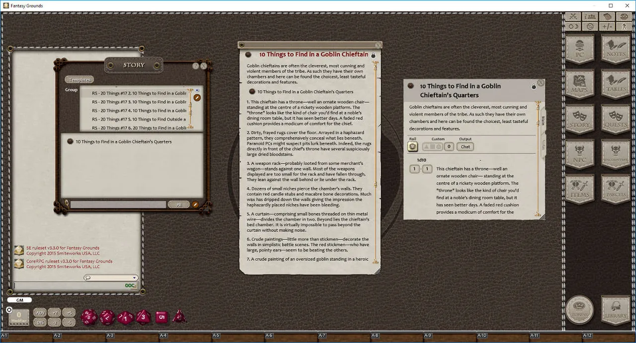 Fantasy Grounds - 20 Things #17: Goblin Lair Screenshot 1