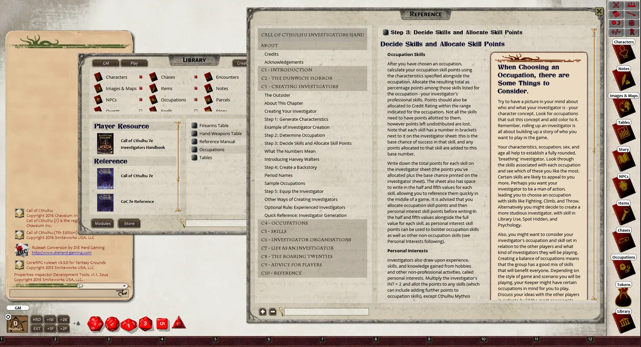 Fantasy Grounds - Investigator Handbook (CoC7E) Screenshot 2