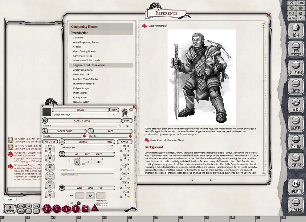 Fantasy Grounds - Conquering Heroes (5E) Screenshot 1