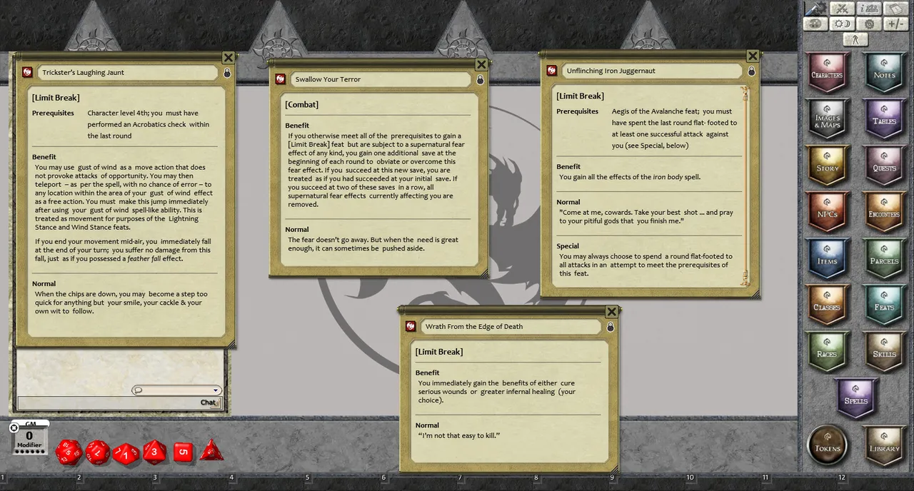 Fantasy Grounds - Feats of Legend - Limit Break: 21 Feats of Martial Finality! (PFRPG) Screenshot 0