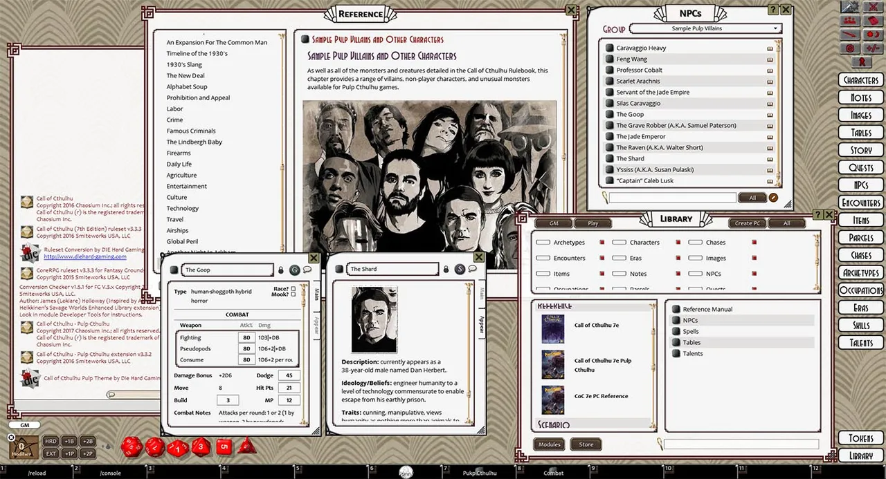 Fantasy Grounds - Pulp Cthulhu (CoC7E) Screenshot 1