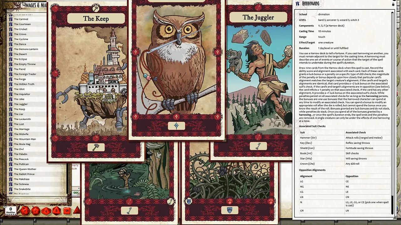 Fantasy Grounds - Pathfinder RPG - Harrow Deck (PFRPG) Screenshot 1