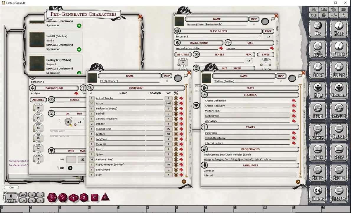Fantasy Grounds - D&D DDIA-XGE Underworld Speculation Screenshot 3