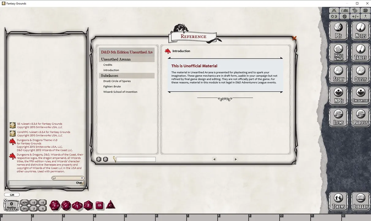 Fantasy Grounds - D&D: Unearthed Arcana Screenshot 0