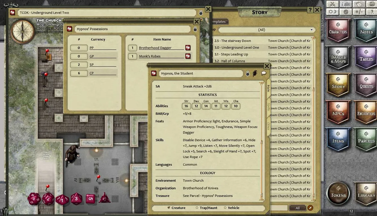 Fantasy Grounds - Compass Point #6: Town Church - Brotherhood of Knives (PFRPG) Screenshot 1