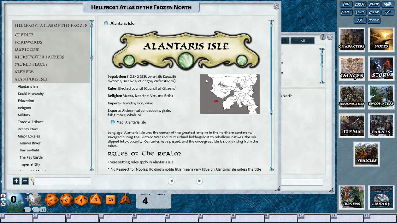 Fantasy Grounds - Hellfrost: Atlas of the Frozen North (Savage Worlds) Screenshot 1