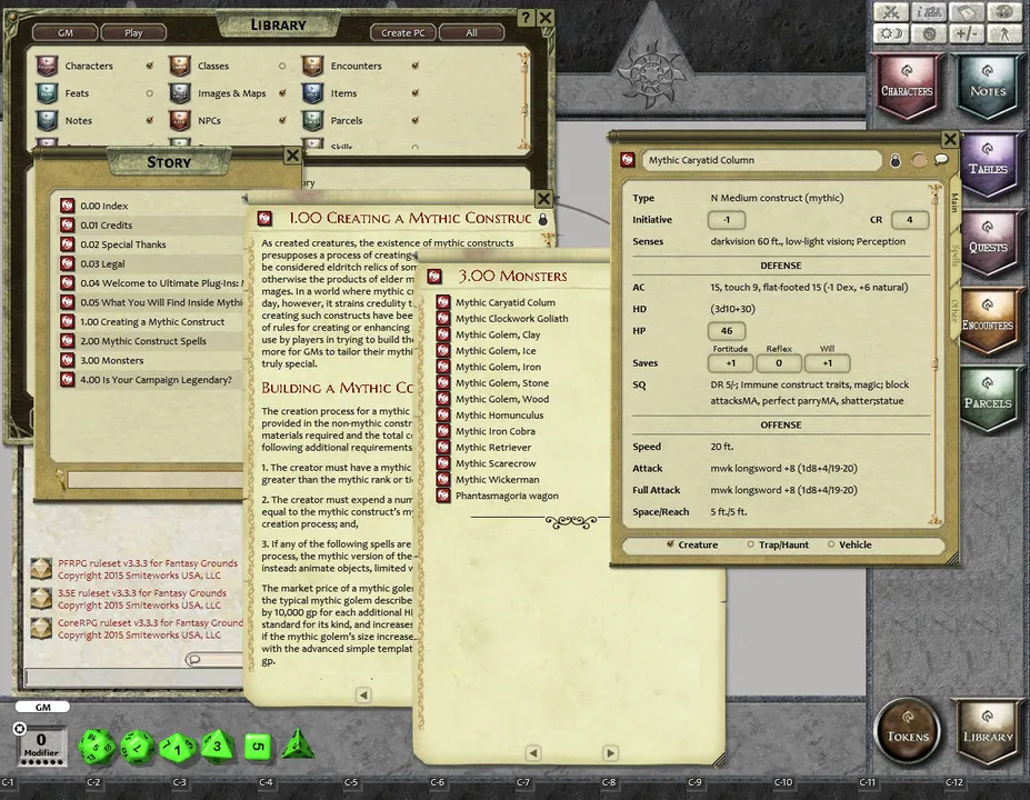 Fantasy Grounds - Mythic Monsters #19: Constructs (PFRPG) Screenshot 0