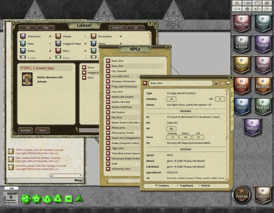 Fantasy Grounds - Mythic Monsters #28: Animals (PFRPG) Screenshot 0