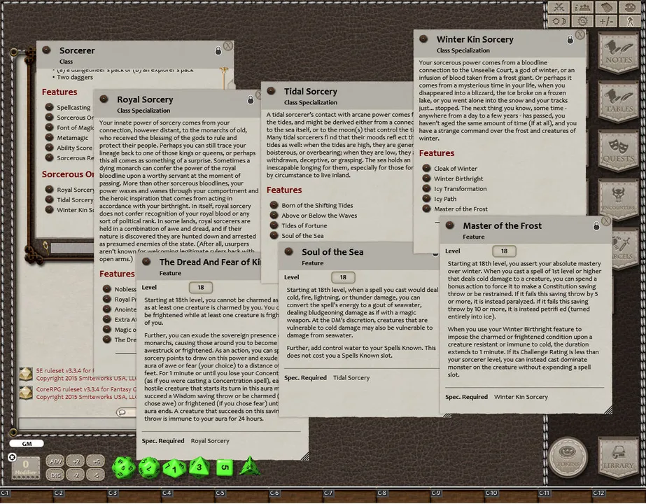 Fantasy Grounds - Three Sorcerous Arts (5E) Screenshot 2
