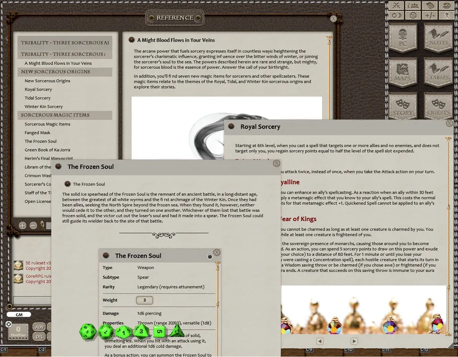 Fantasy Grounds - Three Sorcerous Arts (5E) Screenshot 1