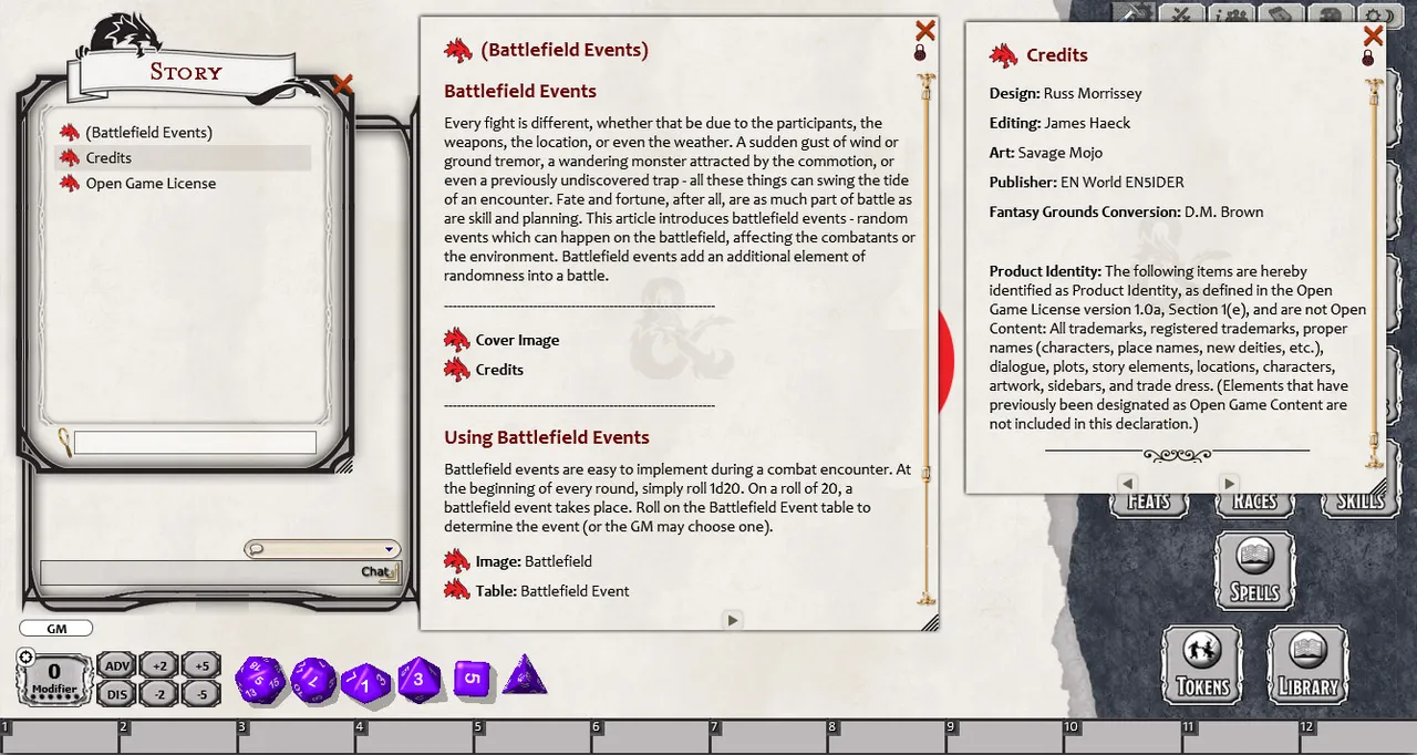 Fantasy Grounds - Battlefield Events (5E) Screenshot 1