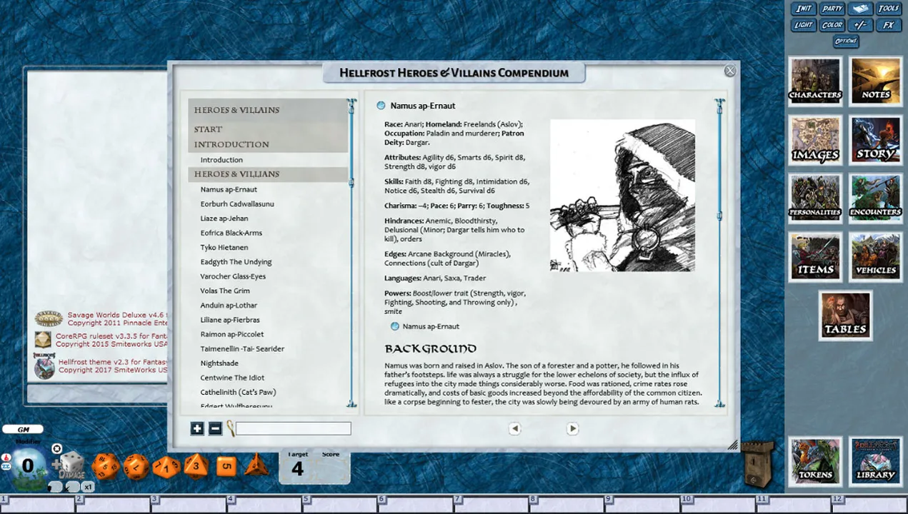 Fantasy Grounds - Hellfrost: Heroes and Villains (Savage Worlds) Screenshot 1