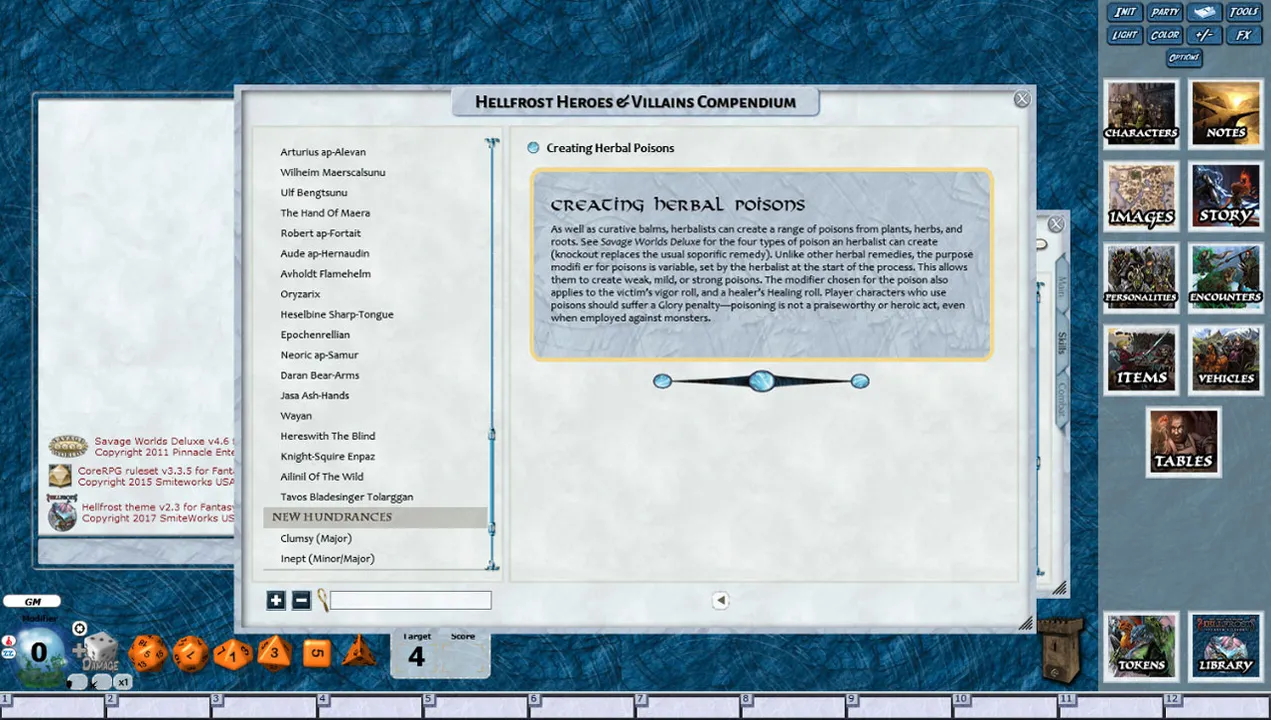 Fantasy Grounds - Hellfrost: Heroes and Villains (Savage Worlds) Screenshot 3
