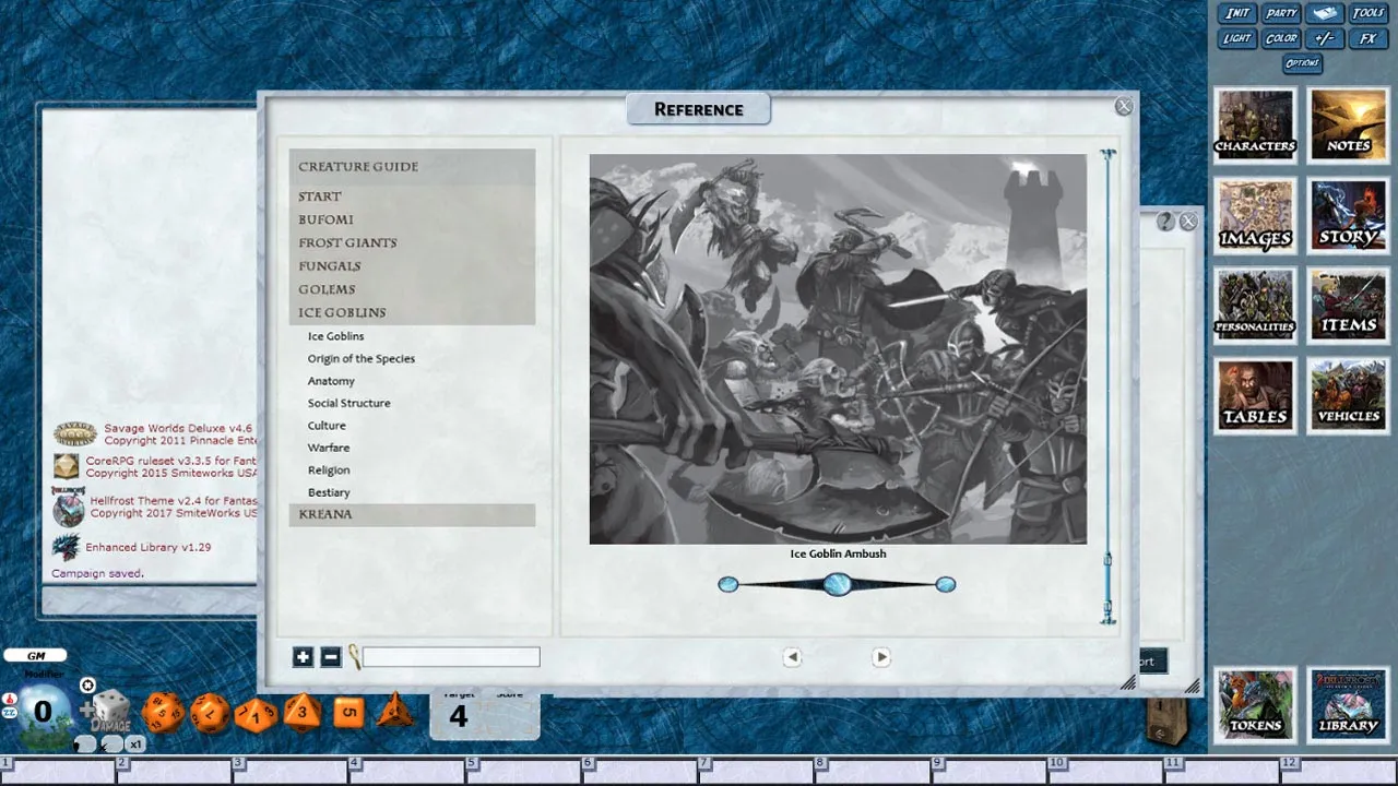 Fantasy Grounds - Hellfrost Creature Guide (Savage Worlds) Screenshot 0