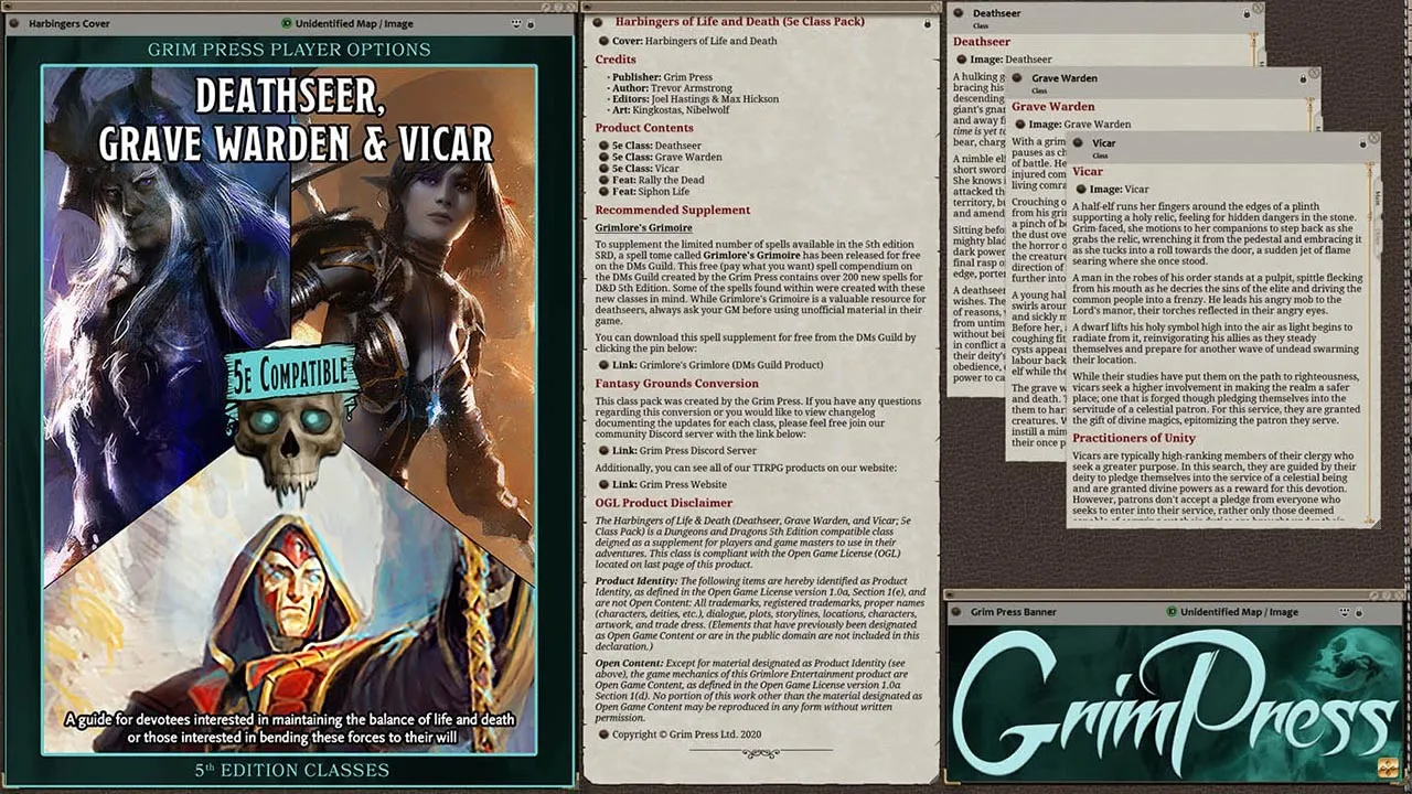Fantasy Grounds - Harbingers of Life & Death: Deathseer, Pale Master, and Vicar Class Pack (5E) Screenshot 0
