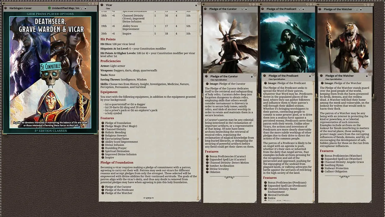 Fantasy Grounds - Harbingers of Life & Death: Deathseer, Pale Master, and Vicar Class Pack (5E) Screenshot 4