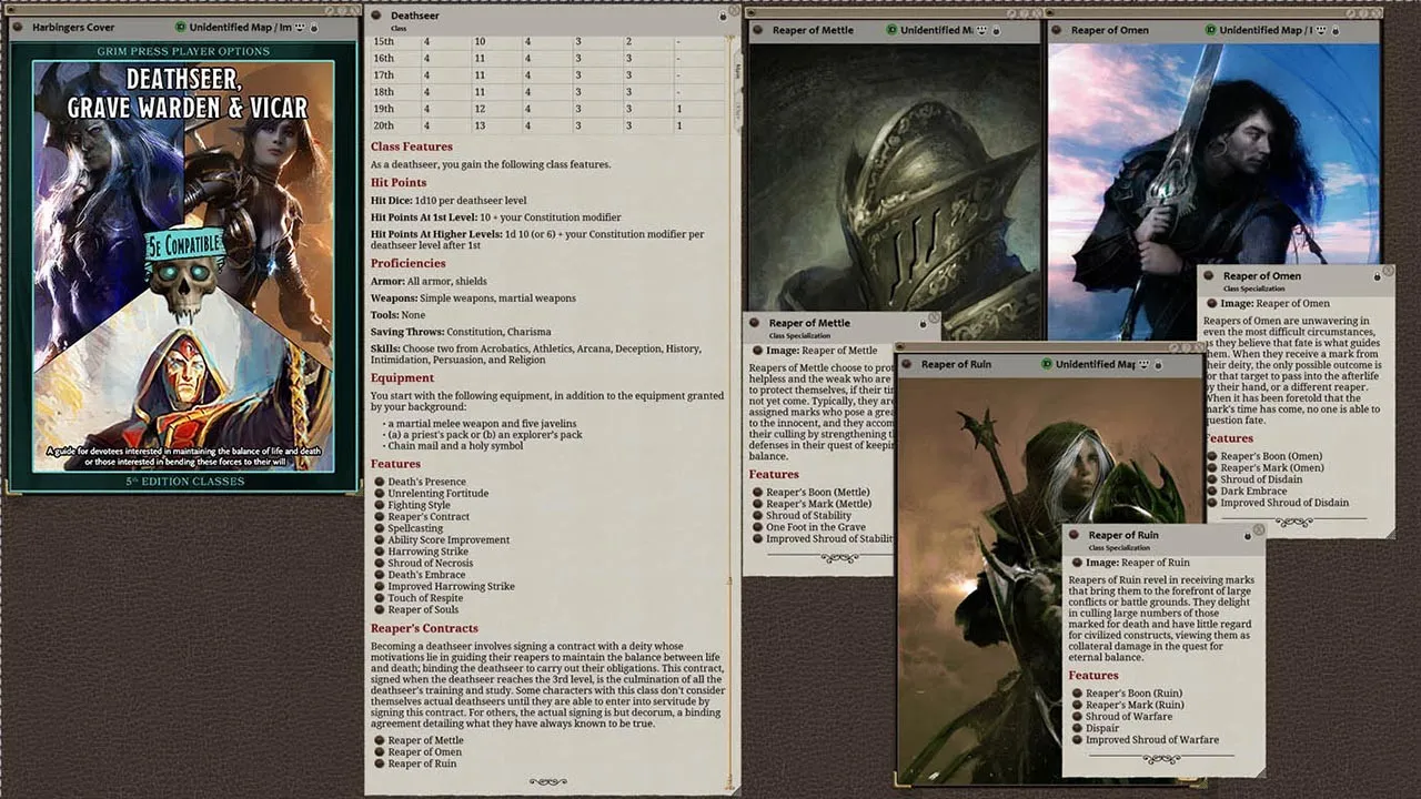Fantasy Grounds - Harbingers of Life & Death: Deathseer, Pale Master, and Vicar Class Pack (5E) Screenshot 1