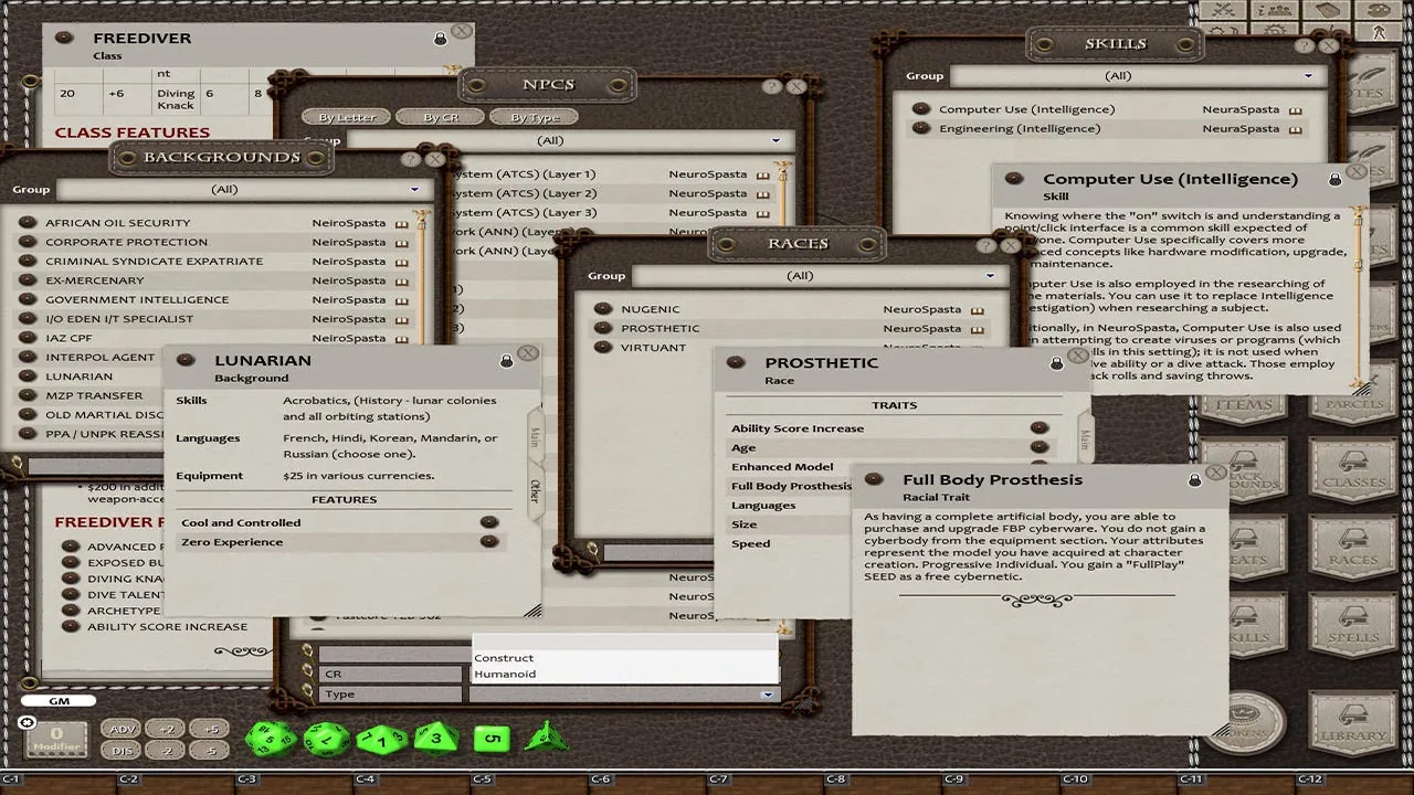 Fantasy Grounds - NeuroSpasta (5E) Screenshot 1