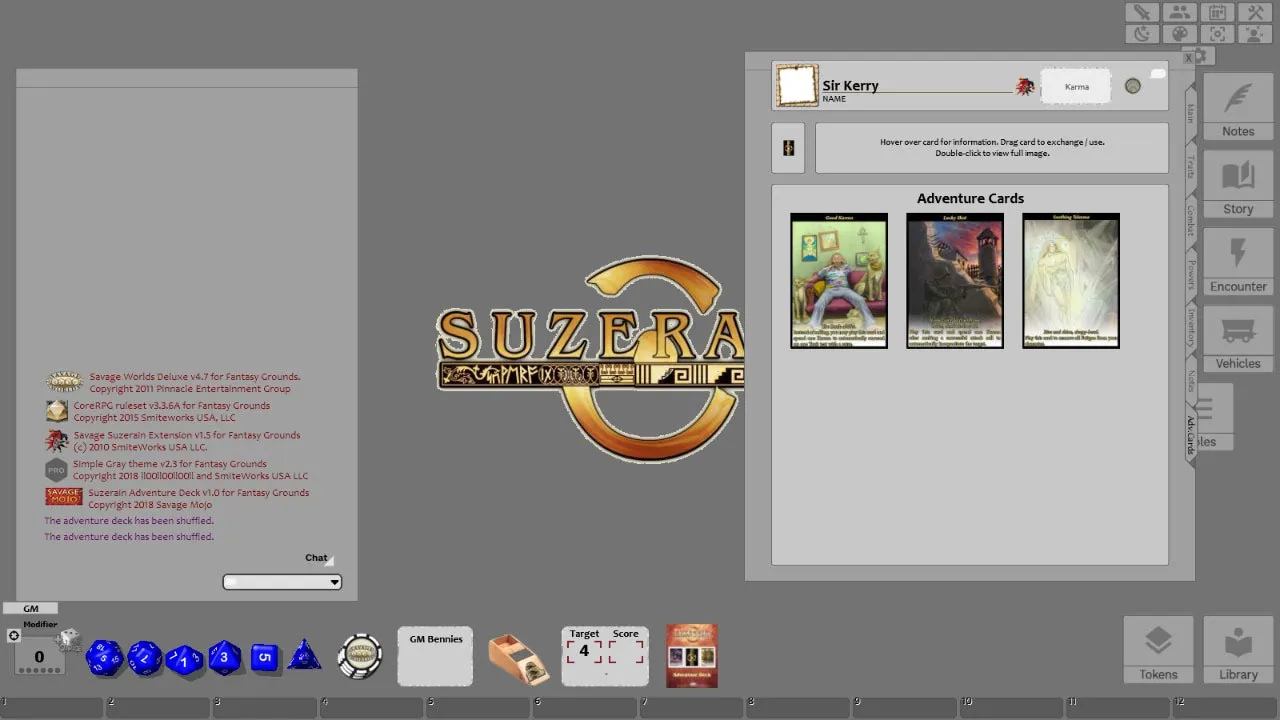 Fantasy Grounds - Savage Suzerain Adventure Deck (Savage Worlds) Screenshot 1