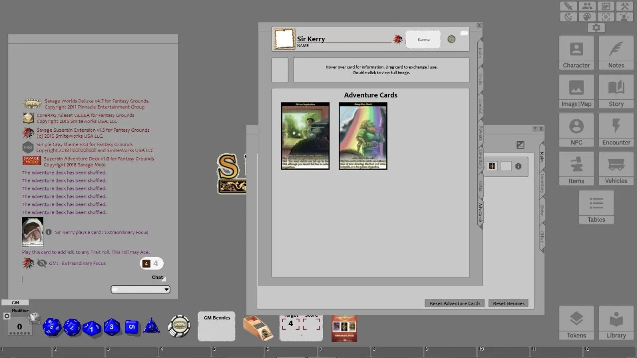 Fantasy Grounds - Savage Suzerain Adventure Deck (Savage Worlds) Screenshot 4