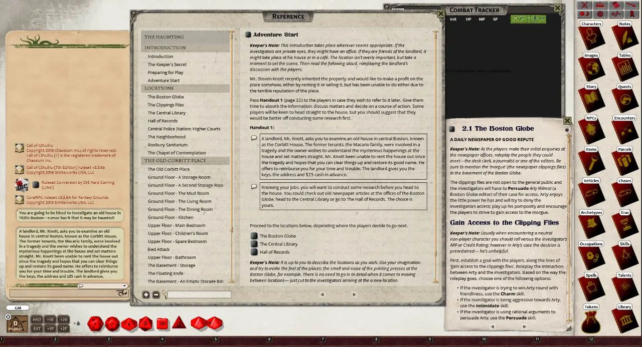 Fantasy Grounds - The Haunting (CoC7E) Screenshot 4