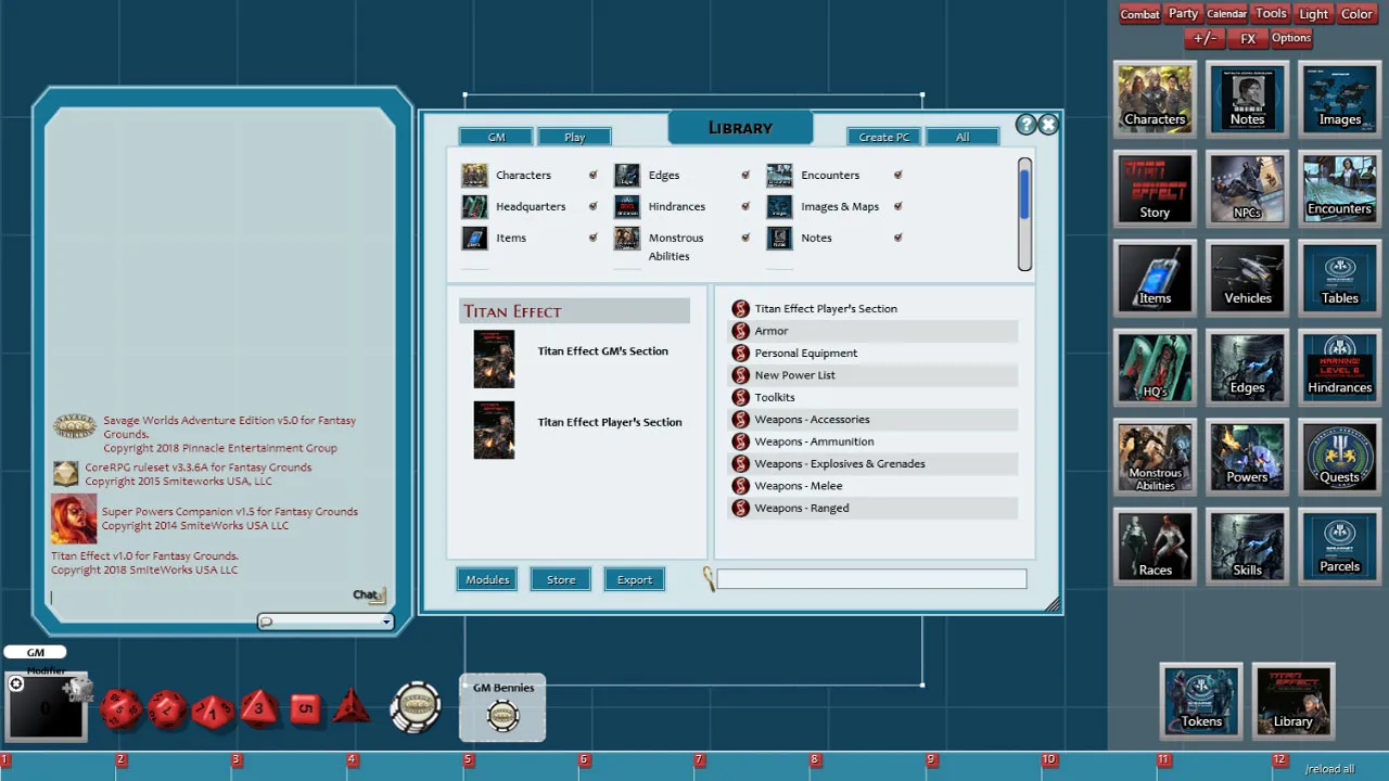 Fantasy Grounds - Titan Effect (Savage Worlds) Screenshot 2