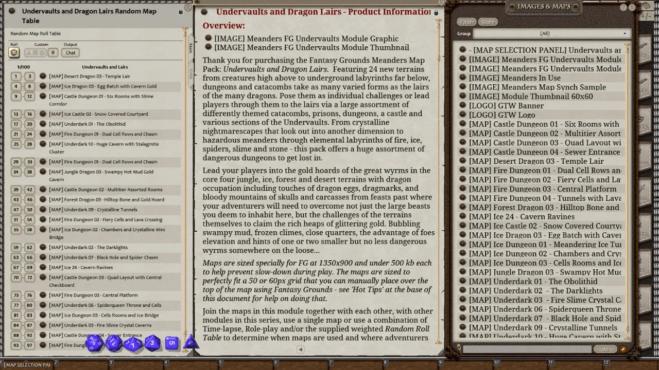 Fantasy Grounds - Meanders Map Pack: Undervaults & Dragon Lairs (Map Pack) Screenshot 2