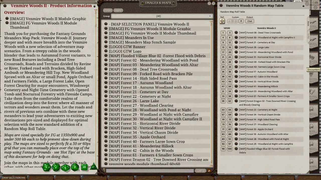 Fantasy Grounds - Meanders Map Pack: Venmire Woods II (Map Pack) Screenshot 0