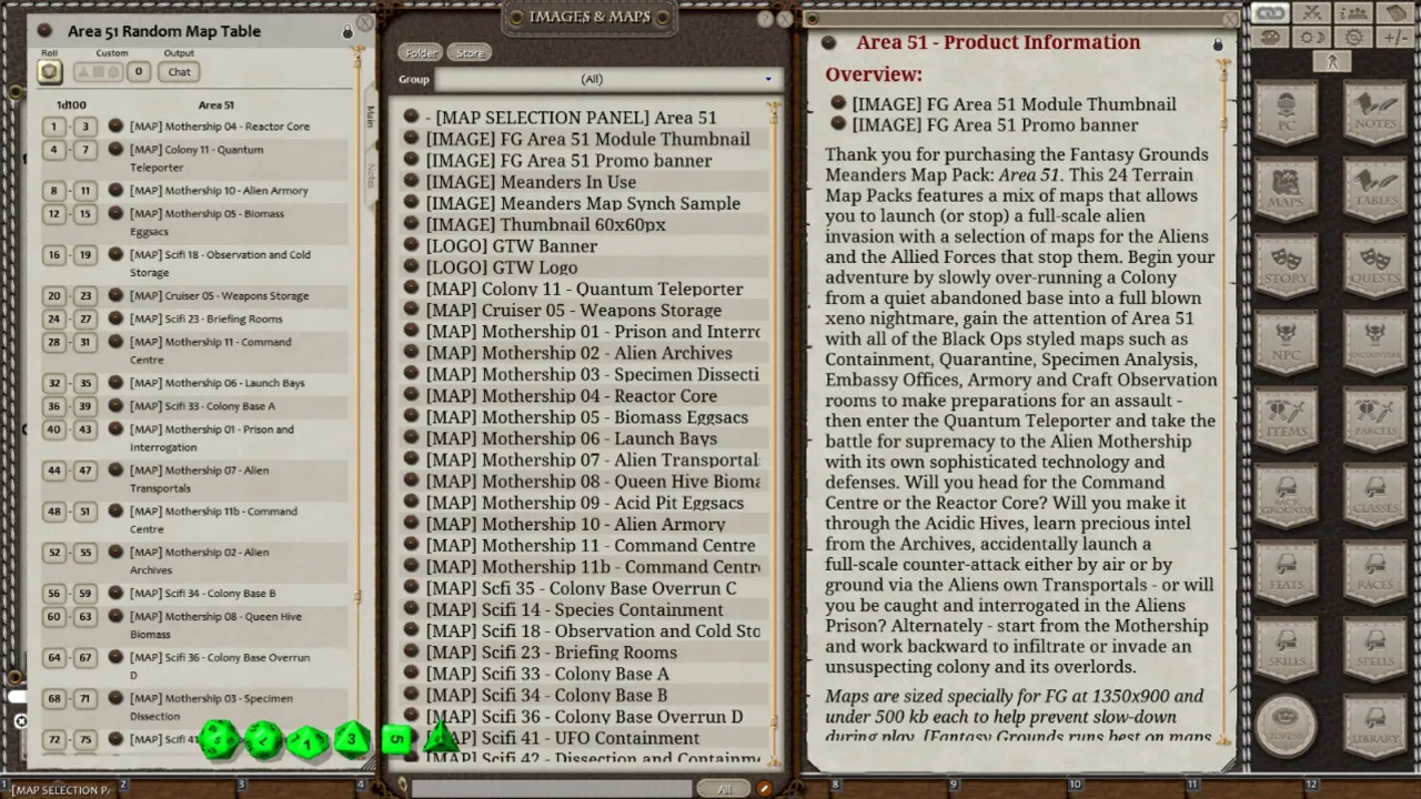Fantasy Grounds - Meanders Map Pack: Area 51 (Map Pack) Screenshot 0