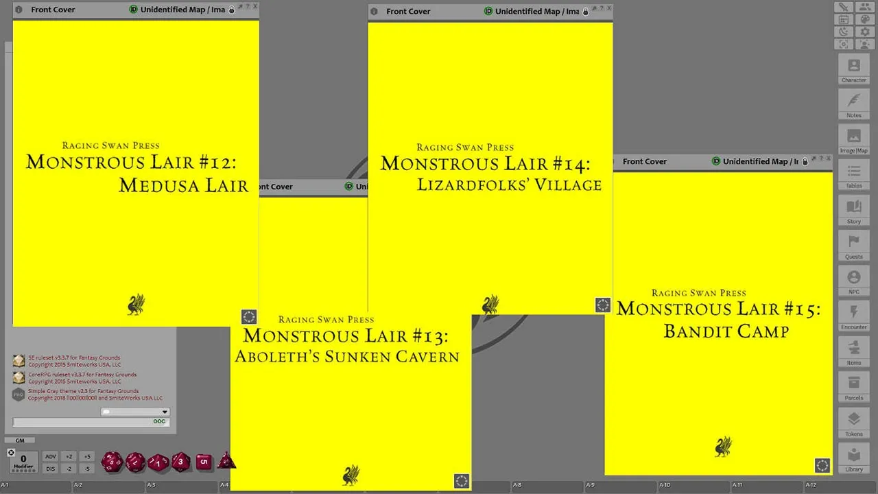 Fantasy Grounds - Monstrous Lairs #12 to #15: Medusas, Aboleth, Lizardfolk, and Bandits (Any Ruleset) Screenshot 0