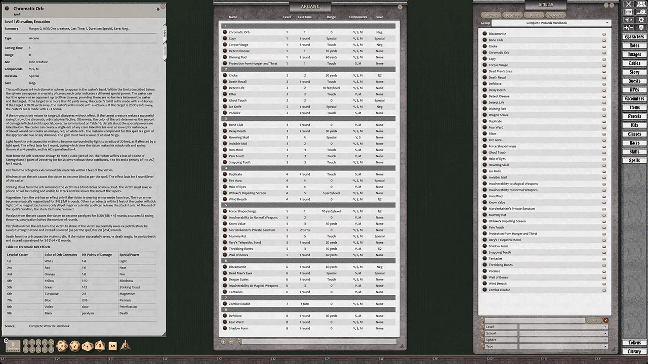 Fantasy Grounds - D&D Classics: Complete Wizard's Handbook (2E) Screenshot 3