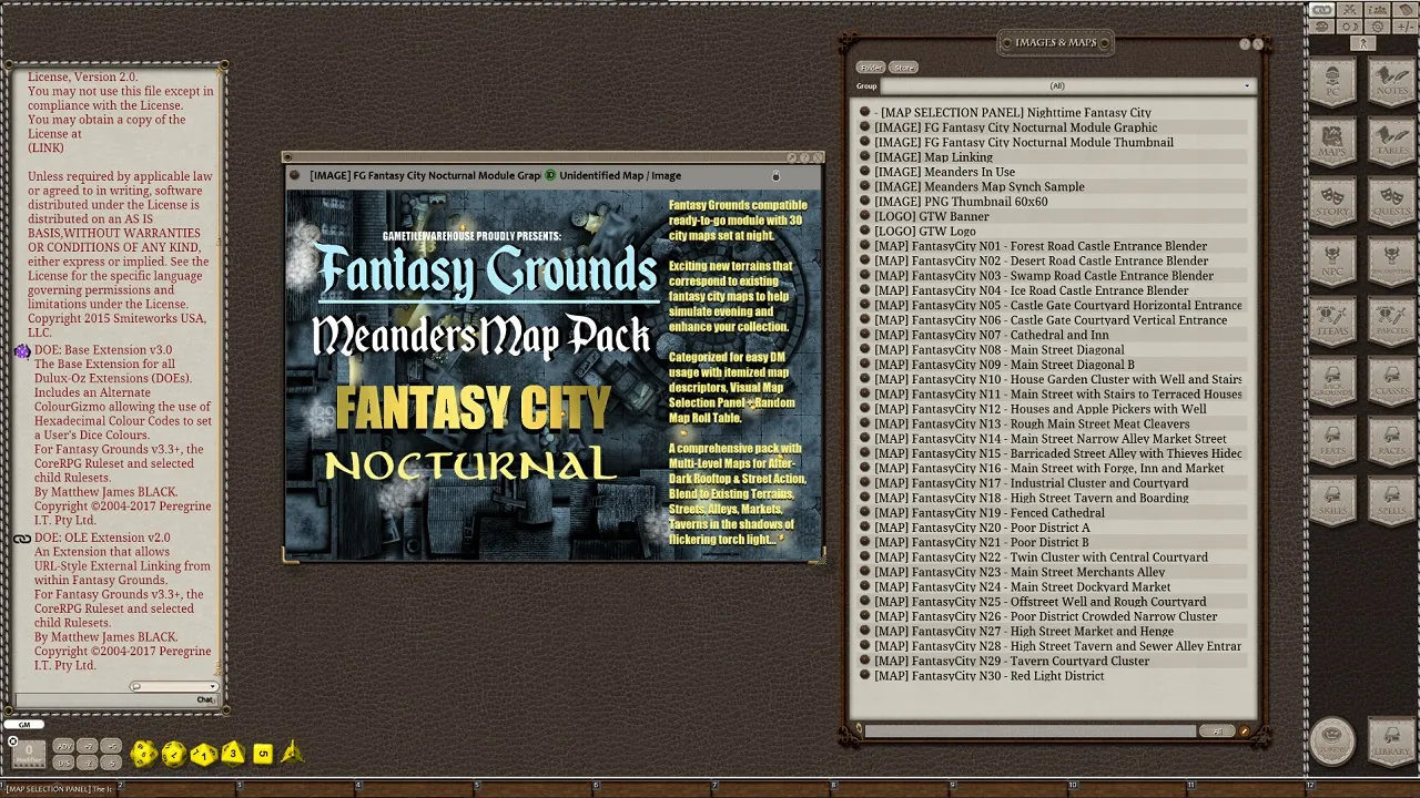 Fantasy Grounds - Meanders Map Pack: Fantasy City Nocturnal (Map Pack) Screenshot 0