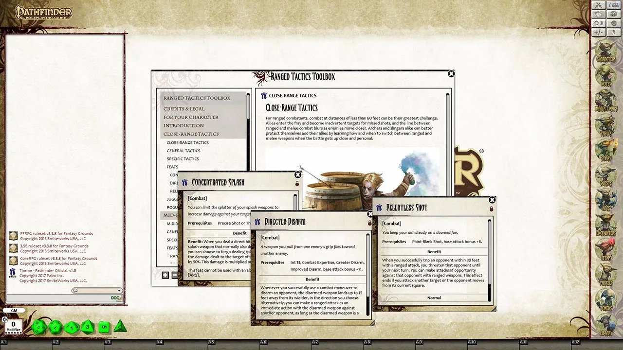 Fantasy Grounds - Pathfinder Player Companion: Ranged Tactics Toolbox (PFRPG) Screenshot 1