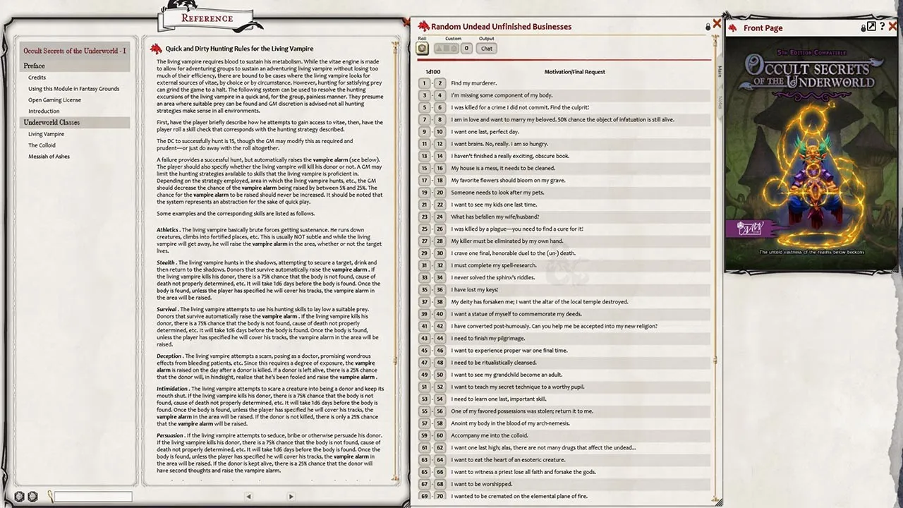 Fantasy Grounds - Occult Secrets of the Underworld (5E) Screenshot 0