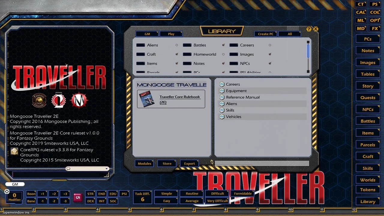 Fantasy Grounds - Mongoose Traveller 2E ruleset (MGT2) Screenshot 1