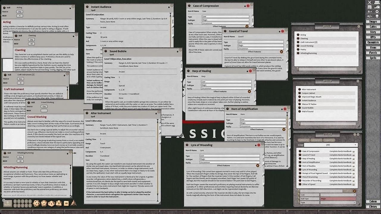 Fantasy Grounds - D&D Classics: PHBR7 The Complete Bard's Handbook (2E) Screenshot 4