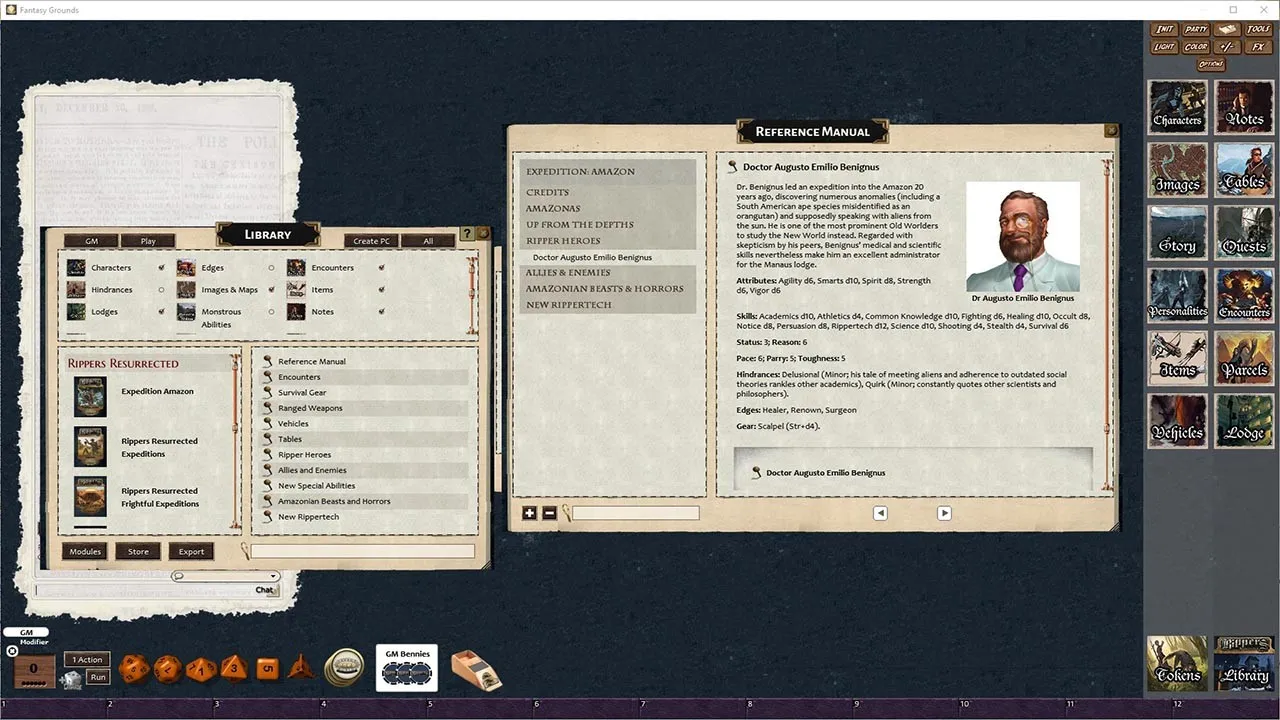Fantasy Grounds - Rippers Resurrected Expedition: Amazon (SWADE) Screenshot 4