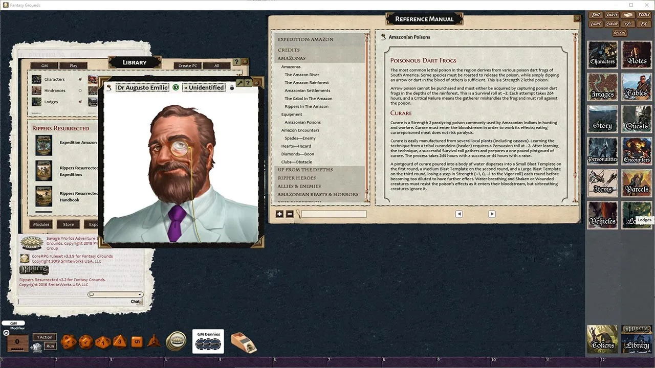 Fantasy Grounds - Rippers Resurrected Expedition: Amazon (SWADE) Screenshot 3