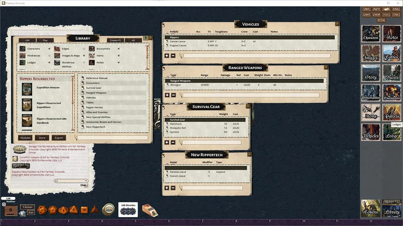 Fantasy Grounds - Rippers Resurrected Expedition: Amazon (SWADE) Screenshot 1
