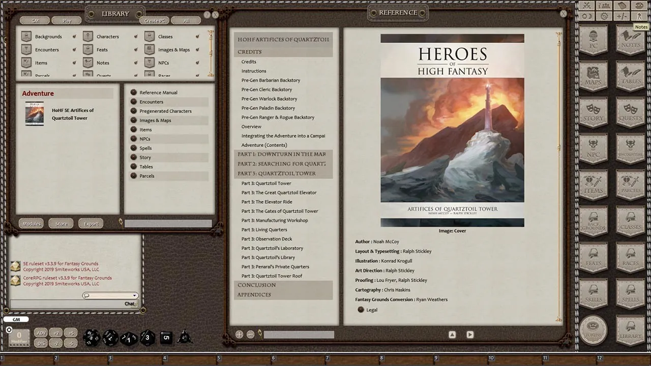 Fantasy Grounds - Heroes of High Fantasy: Artifices of Quartztoil Tower (5E) Screenshot 0