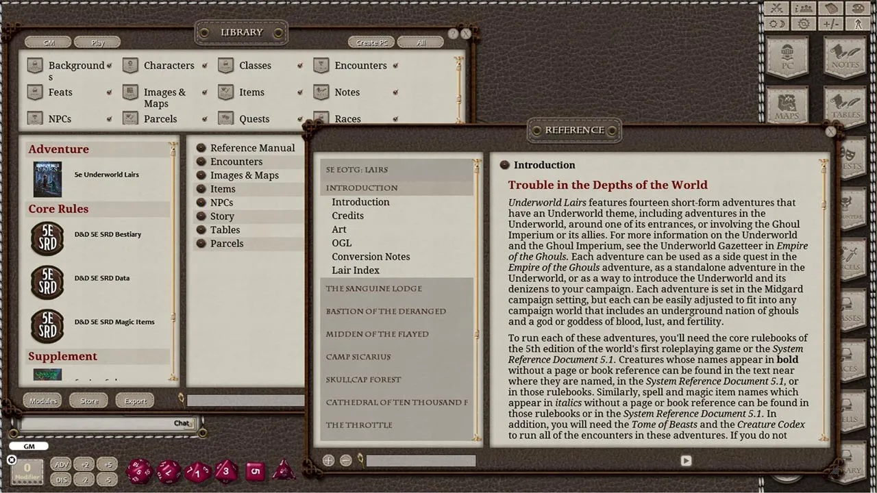 Fantasy Grounds - Underworld Lairs Screenshot 1