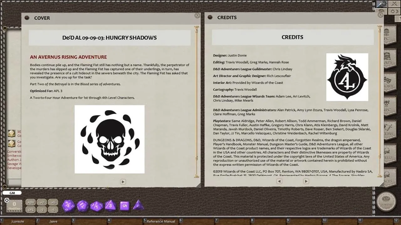Fantasy Grounds - D&D Adventurers League 09-03 Hungry Shadows Screenshot 1